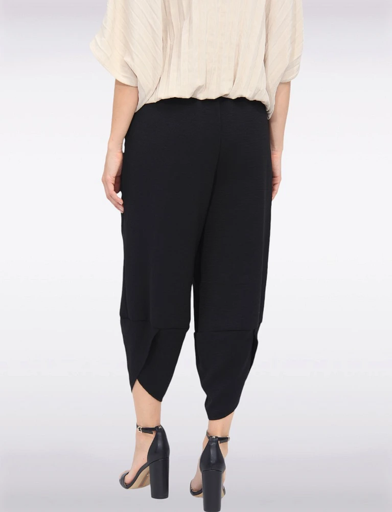 Elastic Waist Asymmetrical Hem Balloon Pant With Patch Pockets By Froccella