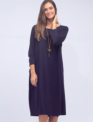 Classic Soft Cotton Stretch Long Sleeve T-Shirt Maxi Dress by Froccella