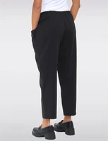 Stretchy Cotton-Blend Tapered Elastic Waist and Large Pocket Pants by Froccella