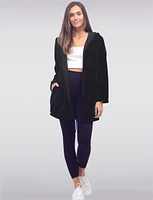 Classic Ultra-Soft Long Hooded Cardigan with Adjustable Hem by Froccella