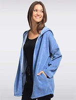 Classic Ultra-Soft Long Hooded Cardigan with Adjustable Hem by Froccella