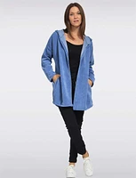 Classic Ultra-Soft Long Hooded Cardigan with Adjustable Hem by Froccella