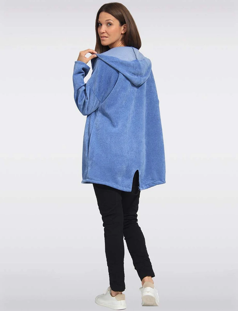 Classic Ultra-Soft Long Hooded Cardigan with Adjustable Hem by Froccella