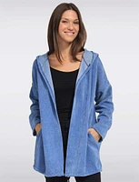 Classic Ultra-Soft Long Hooded Cardigan with Adjustable Hem by Froccella