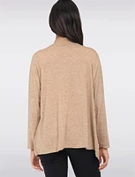 Long Sleeves Open Front Ribbed Trim Knit Cardigan by Froccella