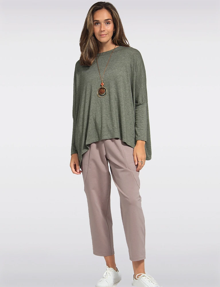 Loose Fit Drop Shoulder Knit Top with Necklace by Froccella.