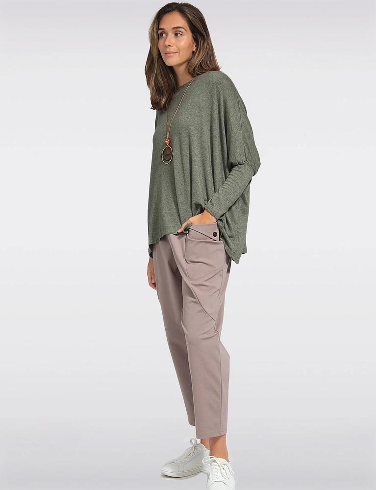 Loose Fit Drop Shoulder Knit Top with Necklace by Froccella.