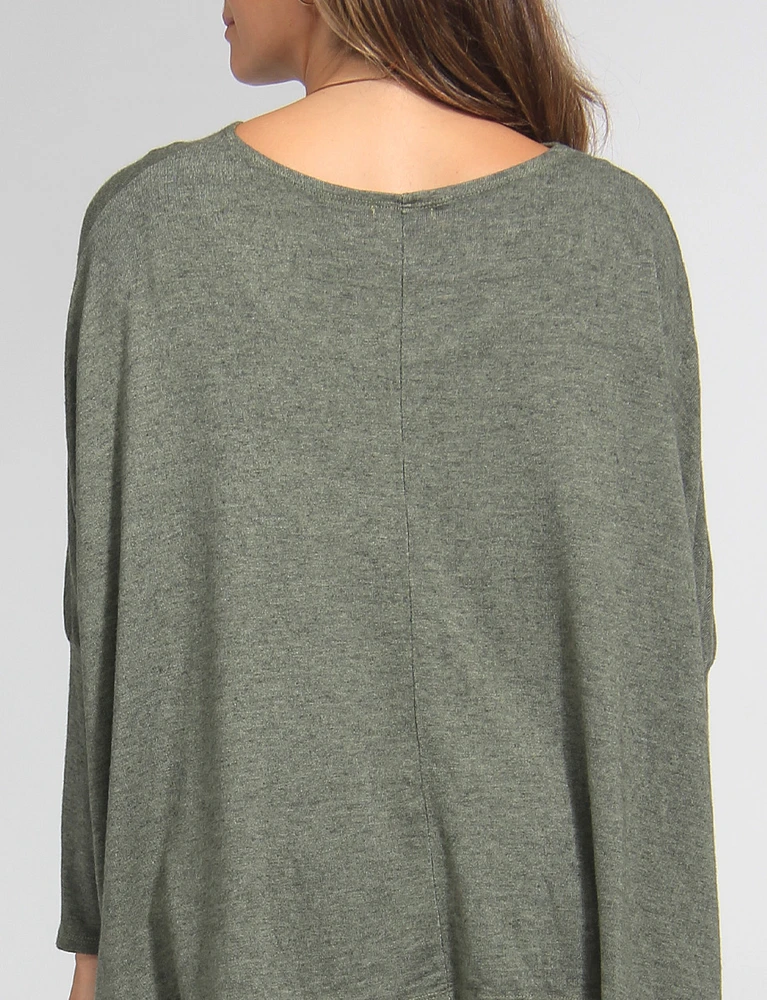 Loose Fit Drop Shoulder Knit Top with Necklace by Froccella.