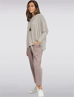 Loose Fit Drop Shoulder Knit Top with Necklace by Froccella.