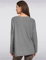 Ultra-soft Drop Shoulder Long Sleeves Knit Top with Necklace by Froccella