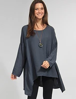 Long Adjustable Sleeves Crinkle Tunic with Necklace by Froccella