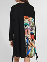 Cotton Blend Long Sleeve Abstract Printed Knit Dress by Froccella