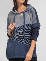 Unique Cotton Stretch Patchwork Design Comfy Hoodie by Froccella