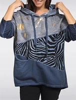 Unique Cotton Stretch Patchwork Design Comfy Hoodie by Froccella