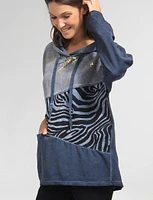 Unique Cotton Stretch Patchwork Design Comfy Hoodie by Froccella