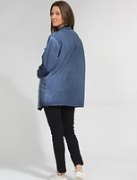 Cotton Stretch asymmetric Buttoned Draped Front Cardigan by Froccella