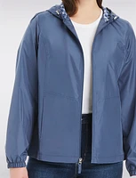Lightweight Active Sporty  Windbreaker Jacket With Gingham-Lined Hood by Details