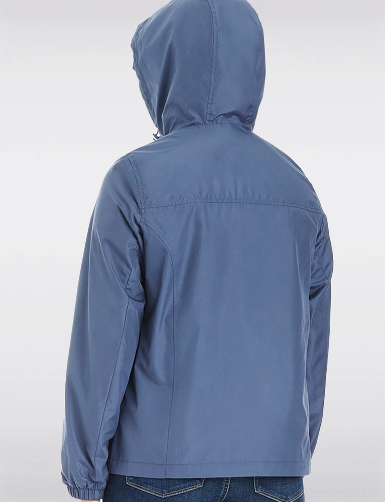 Lightweight Active Sporty  Windbreaker Jacket With Gingham-Lined Hood by Details