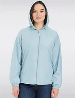 Lightweight Active Sporty  Windbreaker Jacket With Gingham-Lined Hood by Details