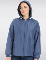 Lightweight Active Sporty  Windbreaker Jacket With Gingham-Lined Hood by Details