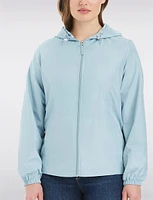 Lightweight Active Sporty  Windbreaker Jacket With Gingham-Lined Hood by Details