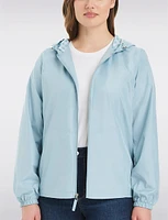 Lightweight Active Sporty  Windbreaker Jacket With Gingham-Lined Hood by Details