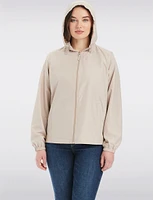 Lightweight Active Sporty  Windbreaker Jacket With Stripe-Lined Hood by Details