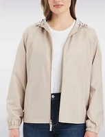 Lightweight Active Sporty  Windbreaker Jacket With Stripe-Lined Hood by Details