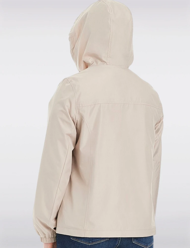 Lightweight Active Sporty  Windbreaker Jacket With Stripe-Lined Hood by Details