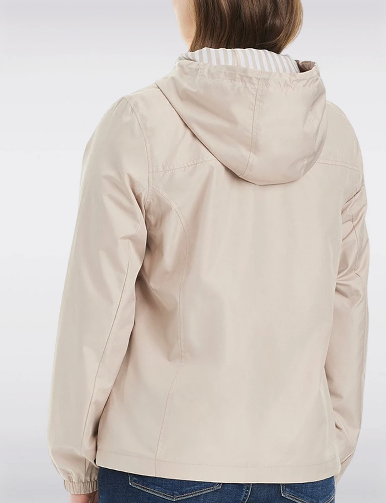 Lightweight Active Sporty  Windbreaker Jacket With Stripe-Lined Hood by Details