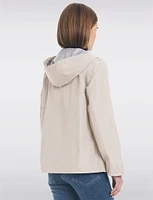 Lightweight Active Sporty  Windbreaker Jacket With Stripe-Lined Hood by Details