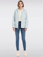 Lightweight Active Sporty  Windbreaker Jacket With Stripe-Lined Hood by Details