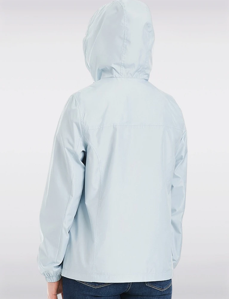 Lightweight Active Sporty  Windbreaker Jacket With Stripe-Lined Hood by Details
