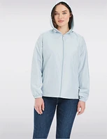Lightweight Active Sporty  Windbreaker Jacket With Stripe-Lined Hood by Details