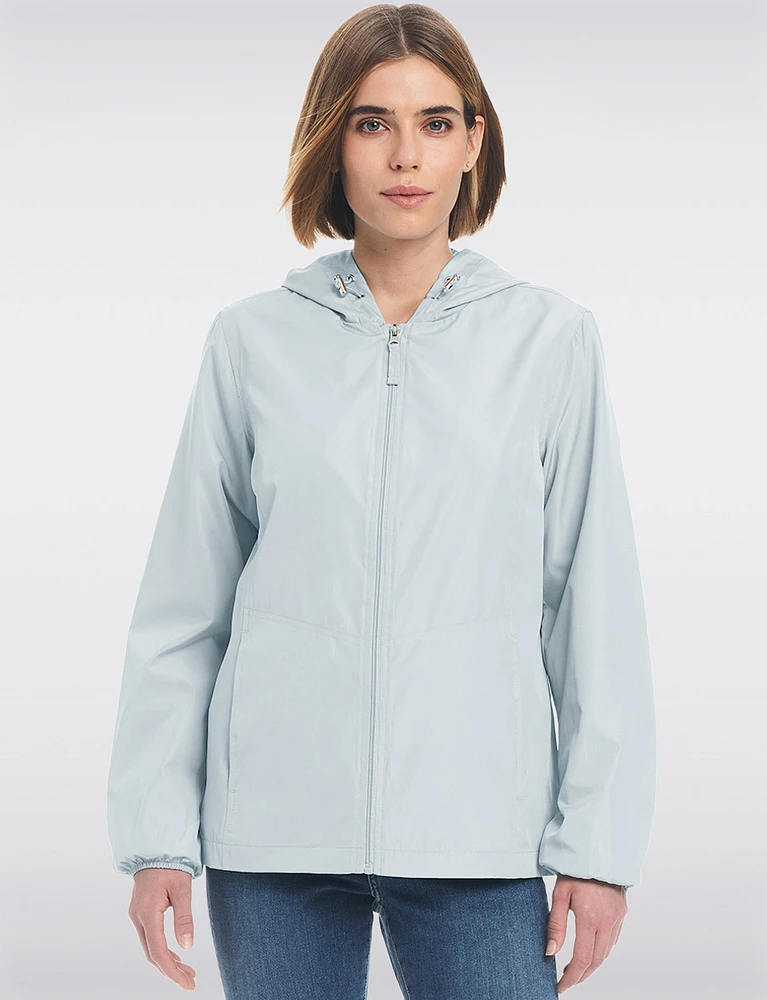 Lightweight Active Sporty Windbreaker Jacket With Stripe-Lined Hood by Details