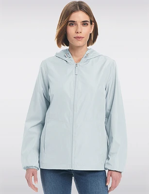 Lightweight Active Sporty  Windbreaker Jacket With Stripe-Lined Hood by Details