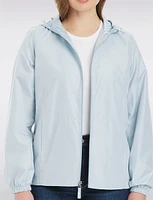 Lightweight Active Sporty  Windbreaker Jacket With Stripe-Lined Hood by Details