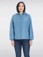 Lightweight Active Sporty  Windbreaker Jacket With Floral-Lined Hood by Details