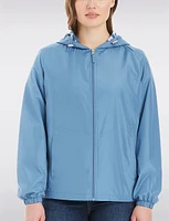 Lightweight Active Sporty  Windbreaker Jacket With Floral-Lined Hood by Details