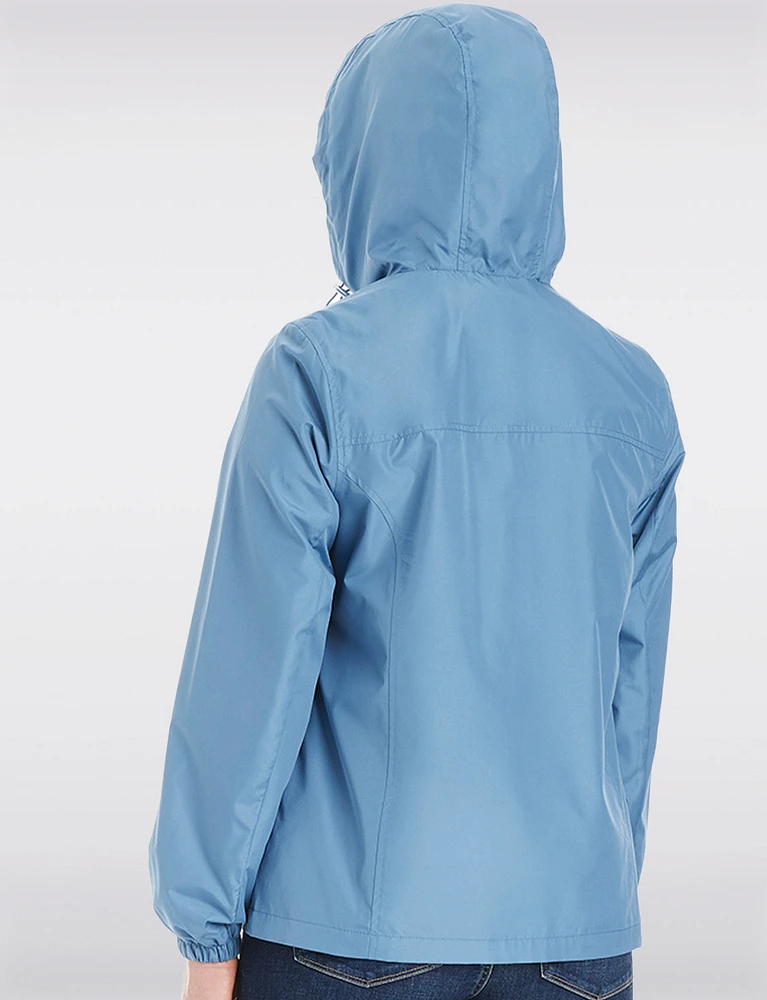 Lightweight Active Sporty  Windbreaker Jacket With Floral-Lined Hood by Details