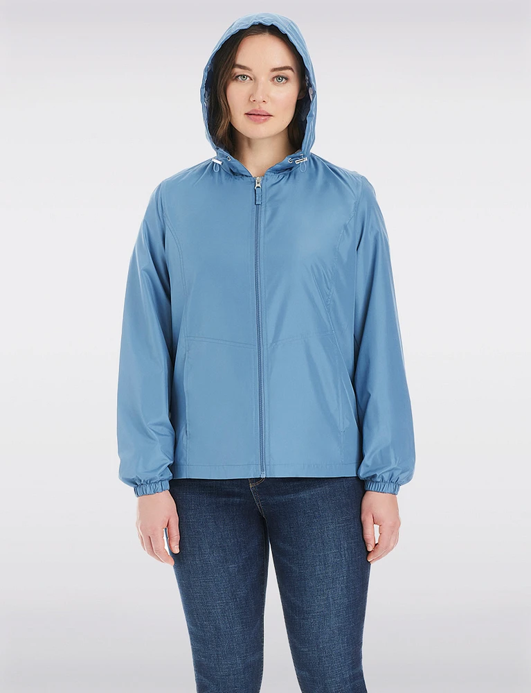 Lightweight Active Sporty Windbreaker Jacket With Floral-Lined Hood by Details