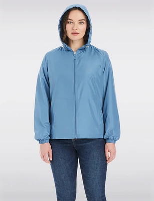 Lightweight Active Sporty  Windbreaker Jacket With Floral-Lined Hood by Details