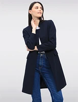 Sleek Open-Front Straight Cut Lined Blazer with Front Flap Pockets by Saki