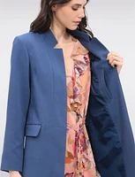 Sleek Open-Front Straight Cut Lined Blazer with Front Flap Pockets by Saki