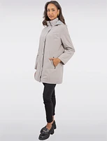 Vegan Softshell Breathe-Tech® Stripe-Lined Cinchable Waist Parka by Saki