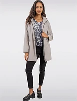 Vegan Softshell Breathe-Tech® Stripe-Lined Cinchable Waist Parka by Saki
