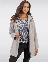 Vegan Softshell Breathe-Tech® Stripe-Lined Cinchable Waist Parka by Saki