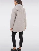 Vegan Softshell Breathe-Tech® Stripe-Lined Cinchable Waist Parka by Saki