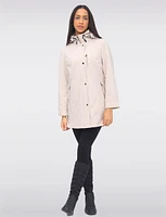 Vegan Breathe-Tech® Straight Cut Beige Trim Hooded Jacket by Saki