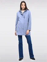 Vegan Breathe-Tech® Straight Cut Beige Trim Hooded Jacket by Saki